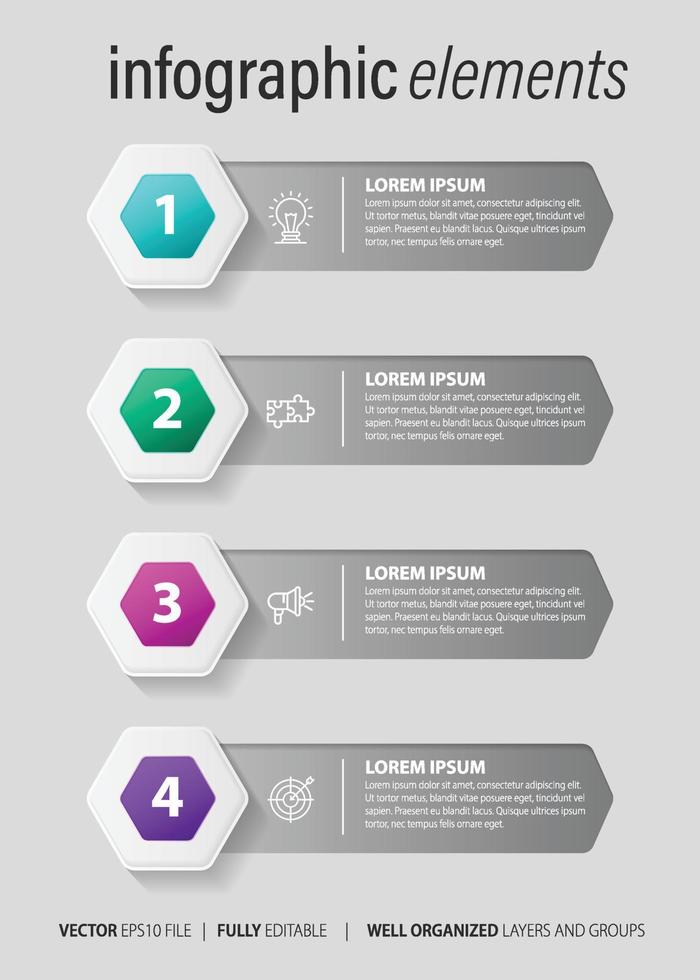Infographics design vector and marketing icons can be used for workflow layout, diagram, annual report, web design. Business concept with 4 options, steps or processes.