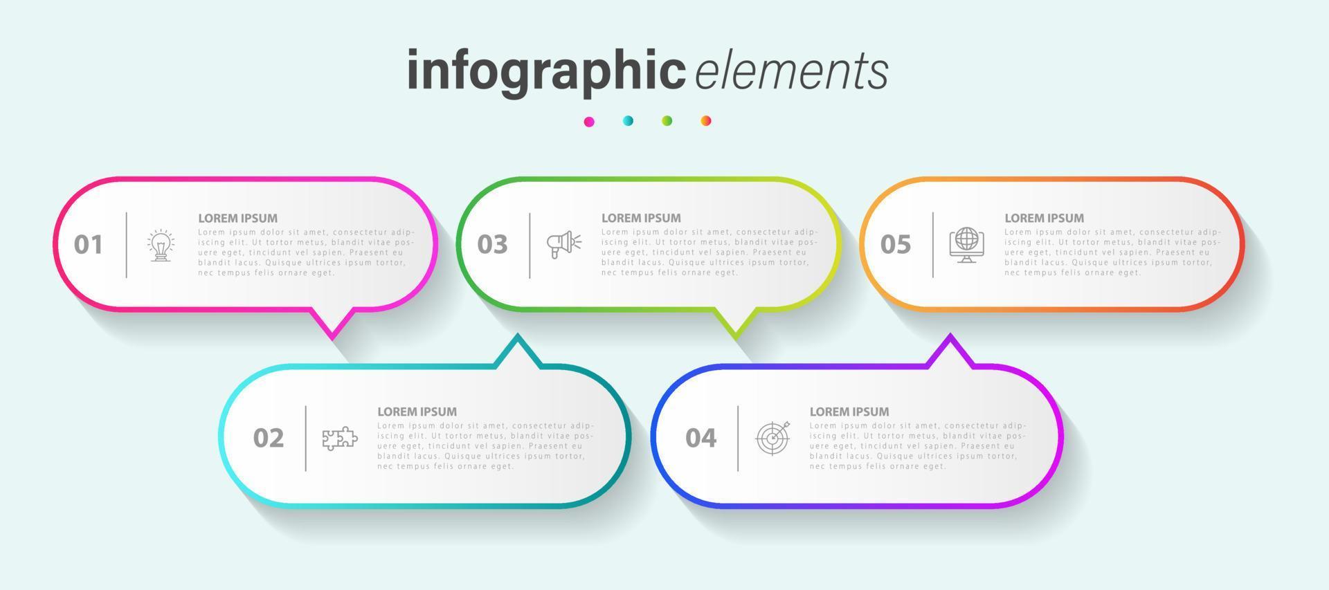 Business infographic elements template design with icons and 4 options or steps. Vector illustration.