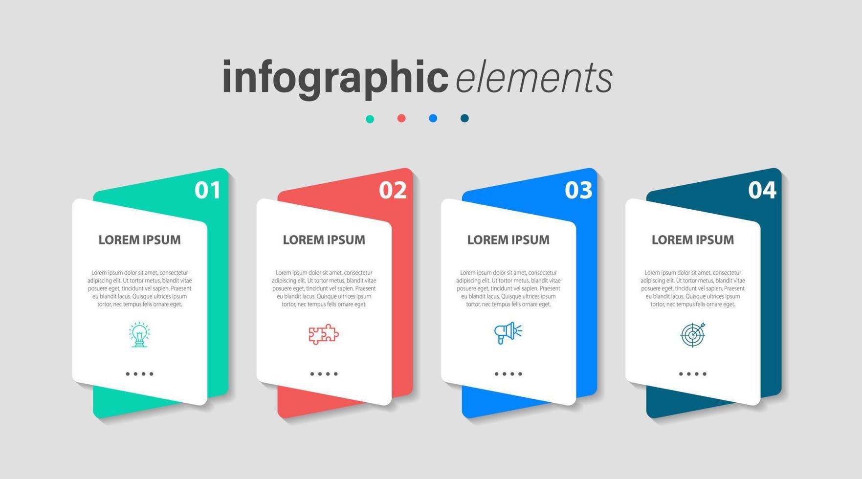 Business infographic elements template design with icons and 4 options or steps. Vector illustration.