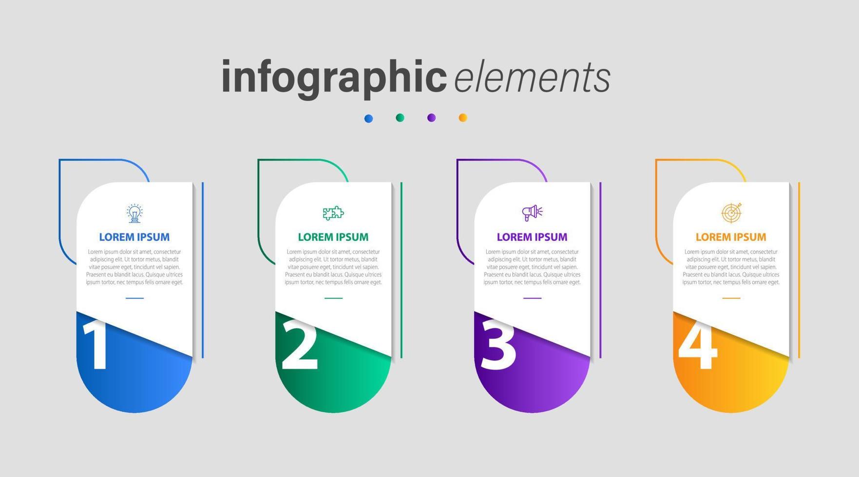 Business infographic elements template design with icons and 4 options or steps. Vector illustration.