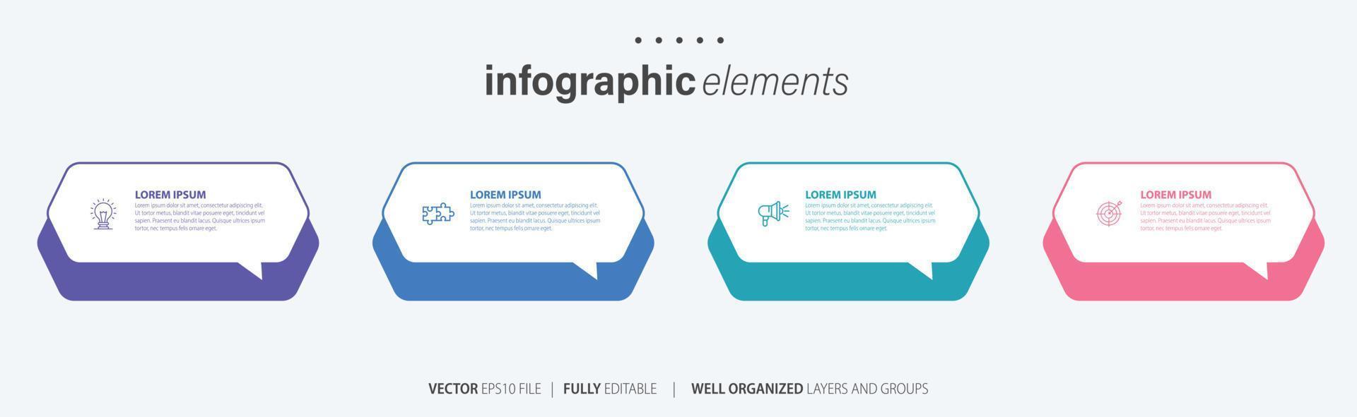 Business infographic element with 4 options, steps, number vector template design