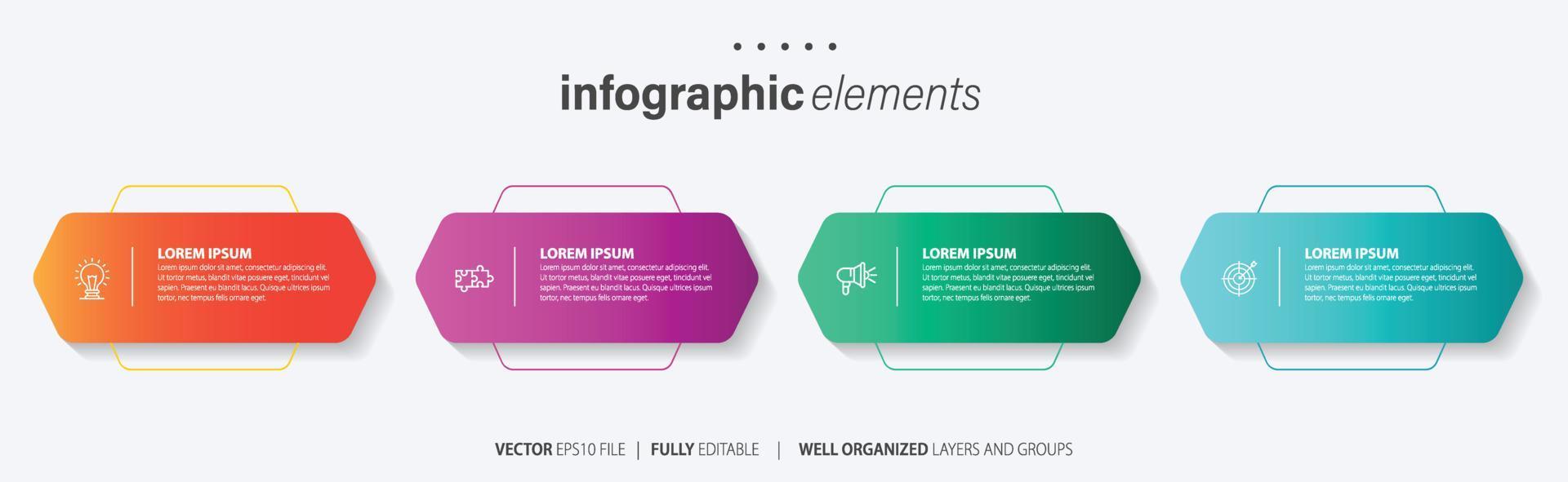 Business infographic element with 4 options, steps, number vector template design