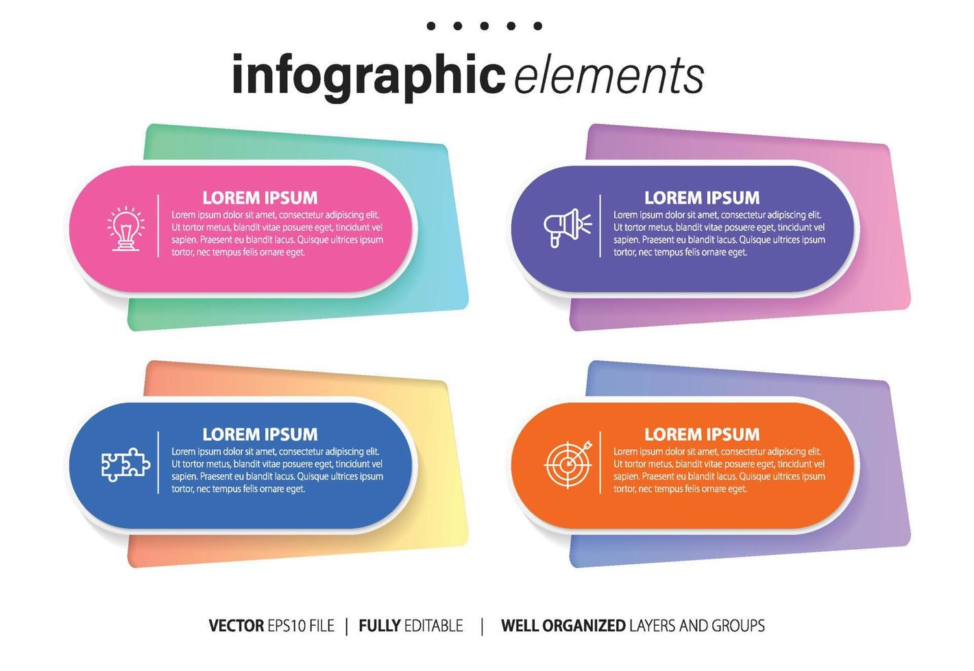 Concept of 4 successive steps of progressive business development. Simple infographic design template. Abstract vector illustration.