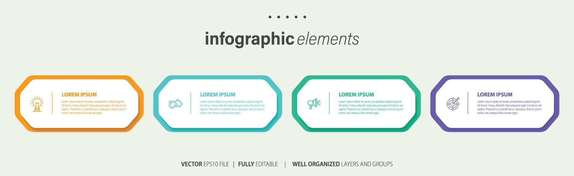 Business Infographic template design with numbers 4 options or steps. vector