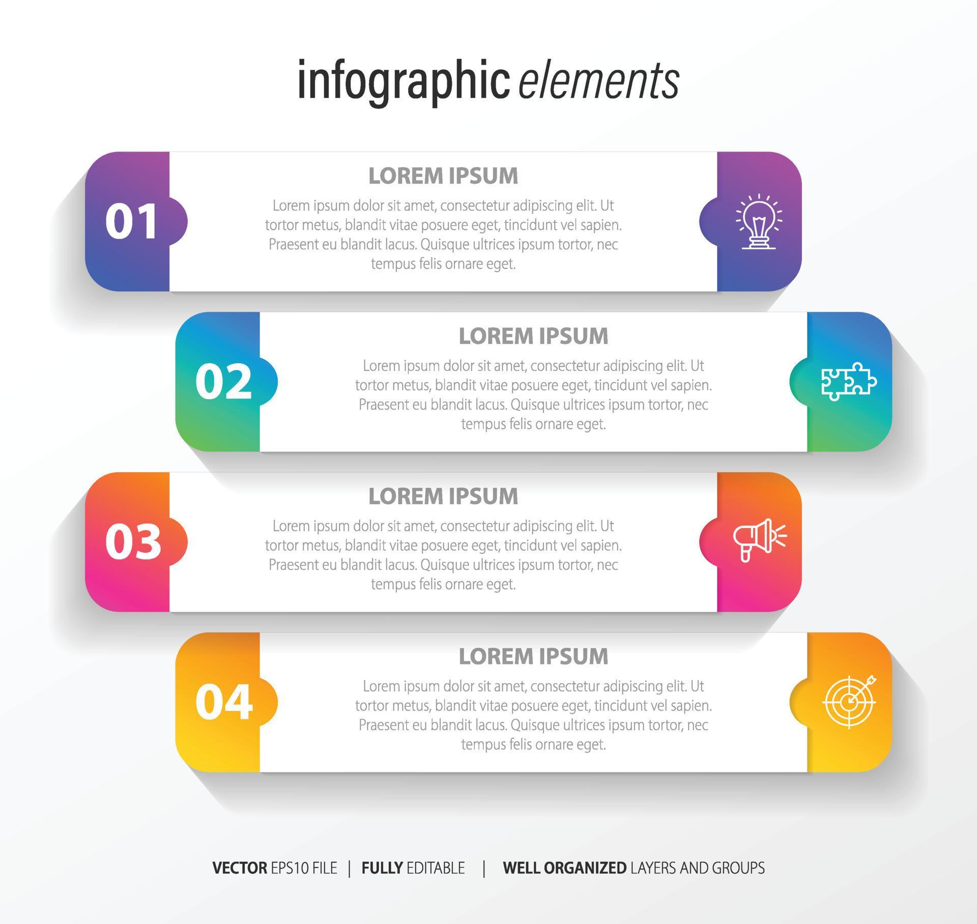 Four numbered rectangular frames placed in horizontal row. Concept of 4