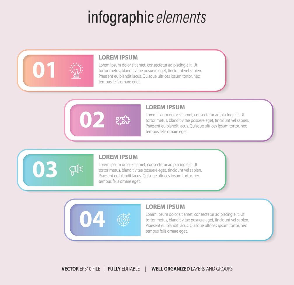 Infographics design vector and marketing icons can be used for workflow layout, diagram, annual report, web design. Business concept with 4 options, steps or processes.