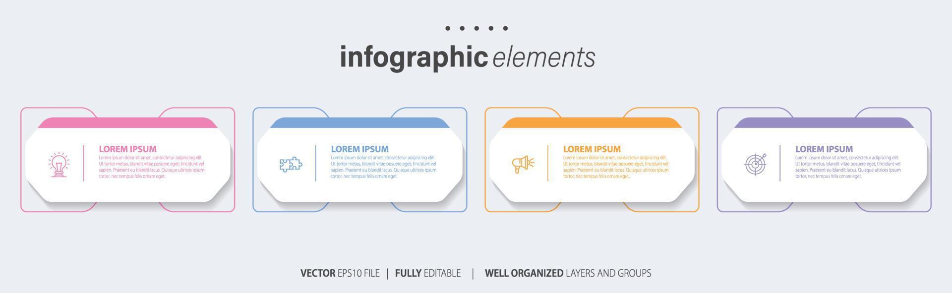 negocio infografía elemento con 4 4 opciones, pasos, número vector modelo diseño