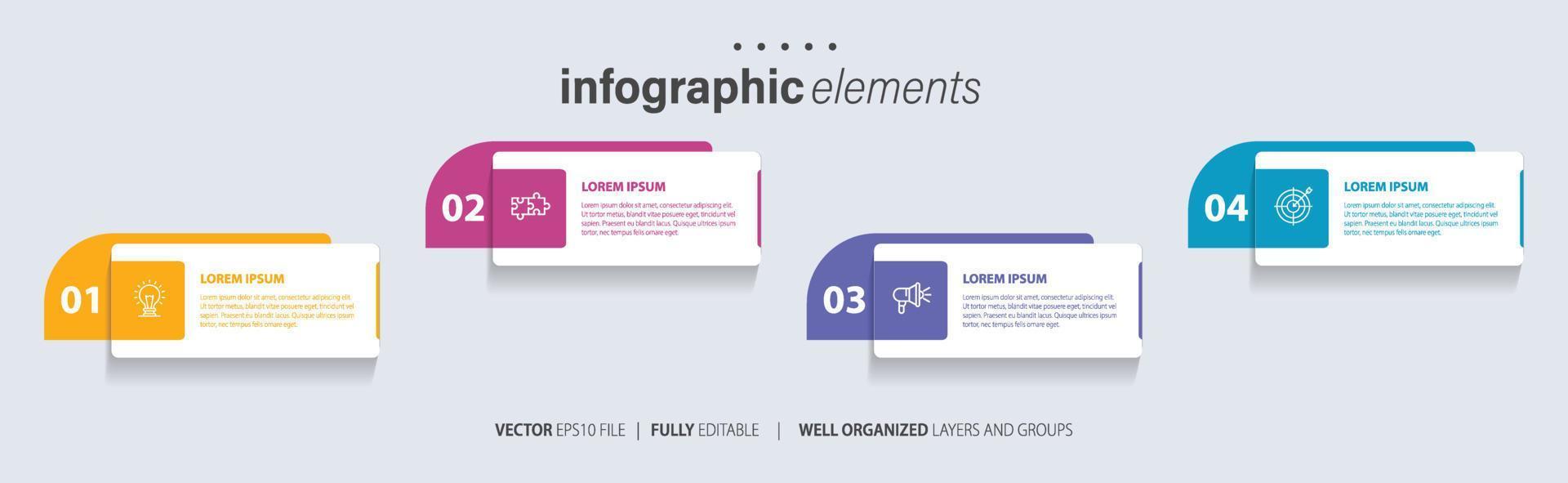 Plantilla de infografía empresarial de presentación con 4 opciones. ilustración vectorial. vector