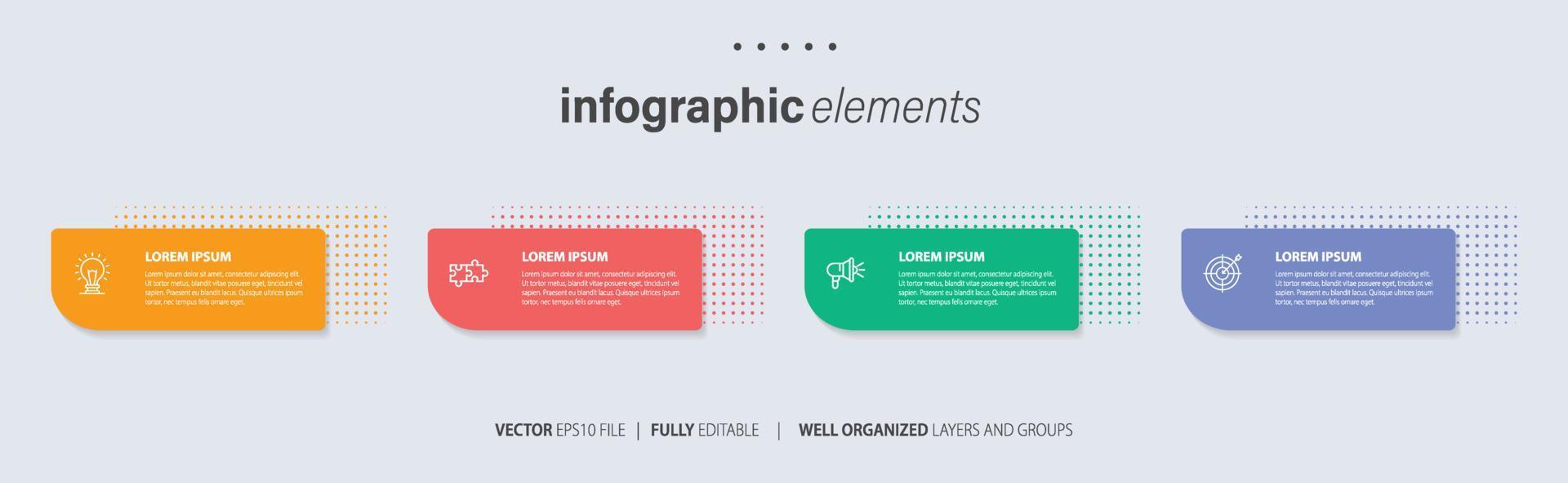 Business Infographic template design with numbers 4 options or steps. vector