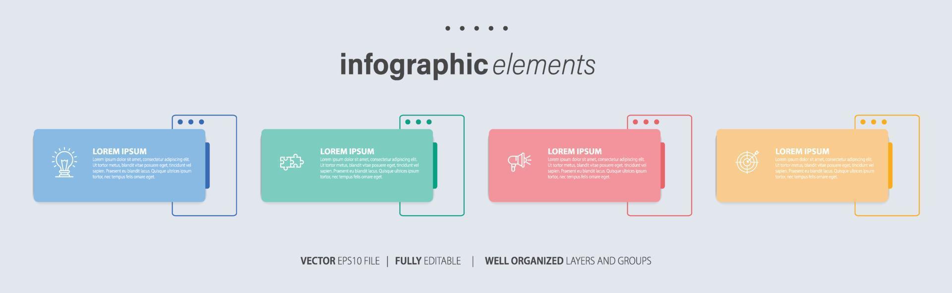 Presentation business infographic template with 4 options. Vector illustration.