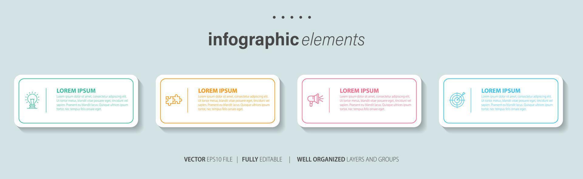 Business Infographic template design with numbers 4 options or steps. vector