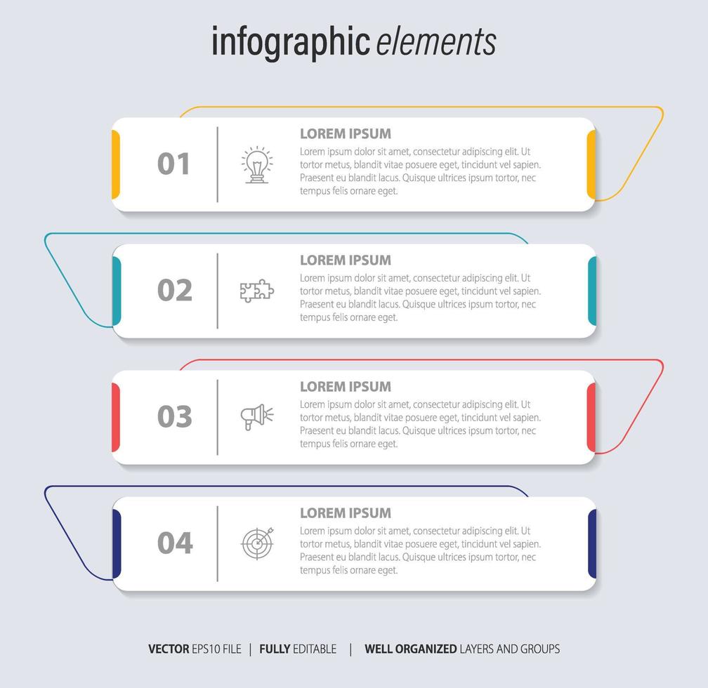 Infographics design vector and marketing icons can be used for workflow layout, diagram, annual report, web design. Business concept with 4 options, steps or processes.