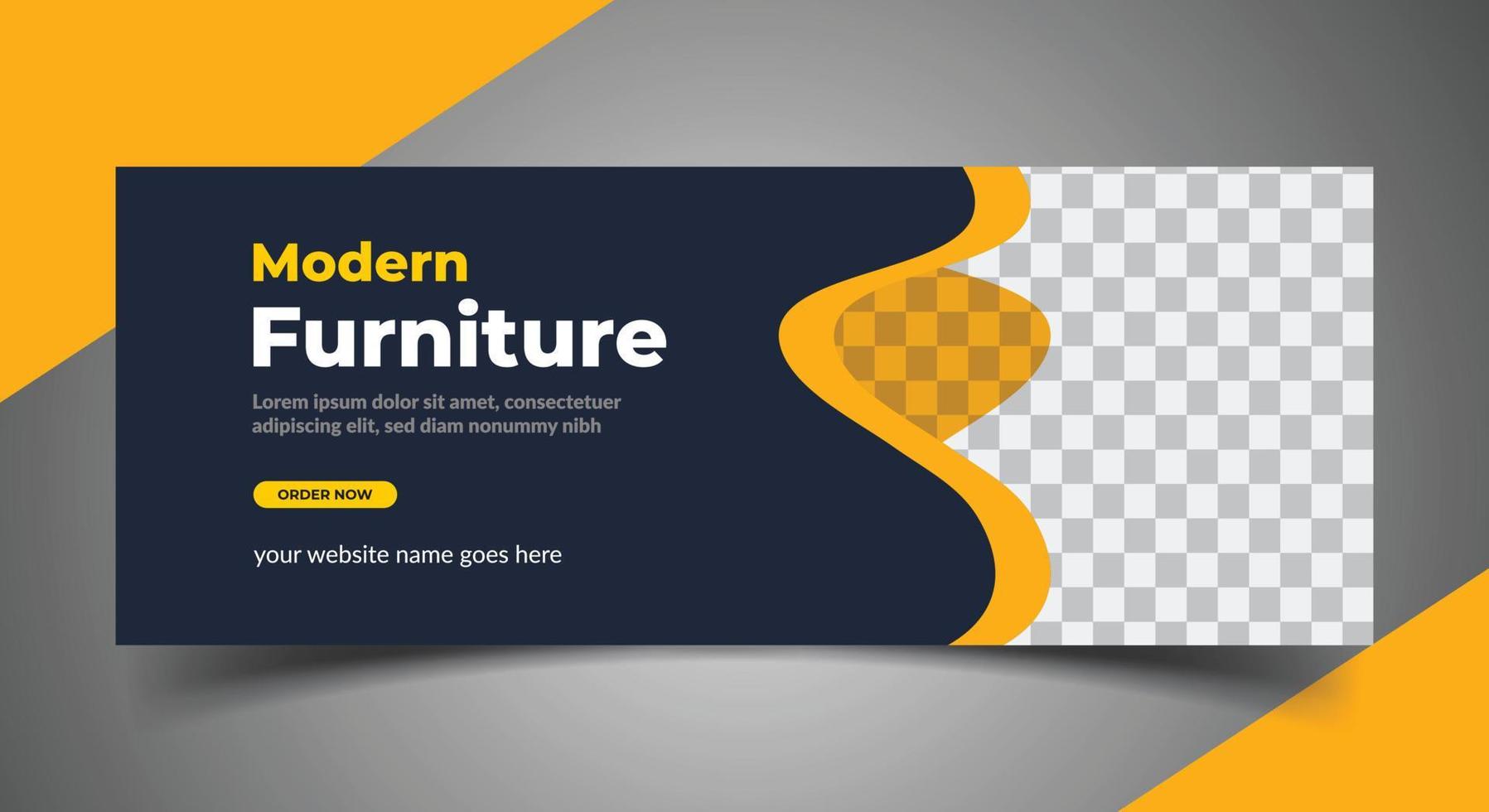 modern furniture Facebook cover page template vector