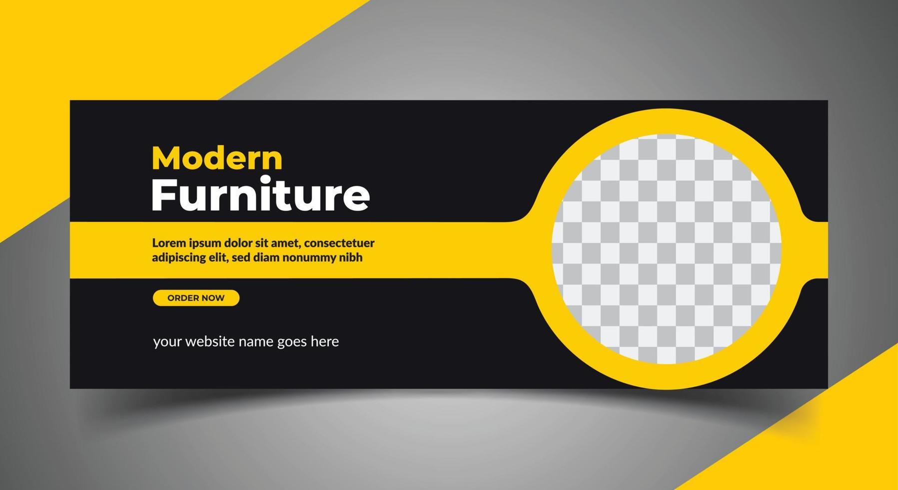 modern furniture Facebook cover page template vector