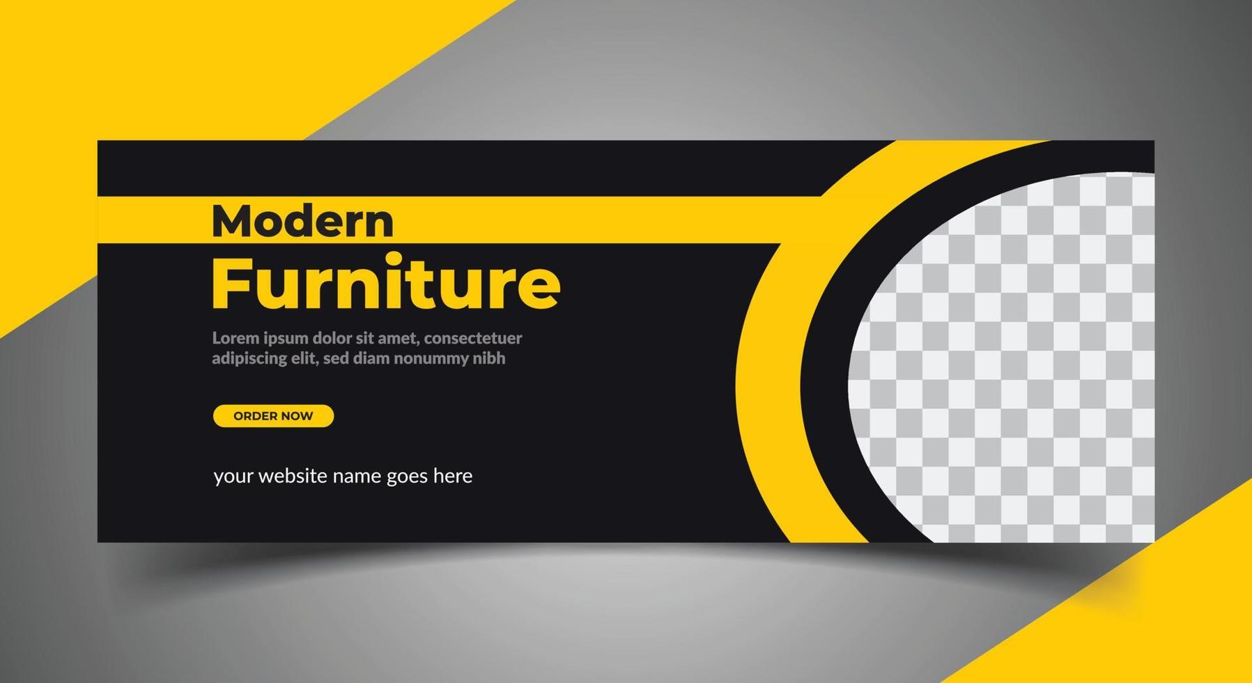 modern furniture Facebook cover page template vector