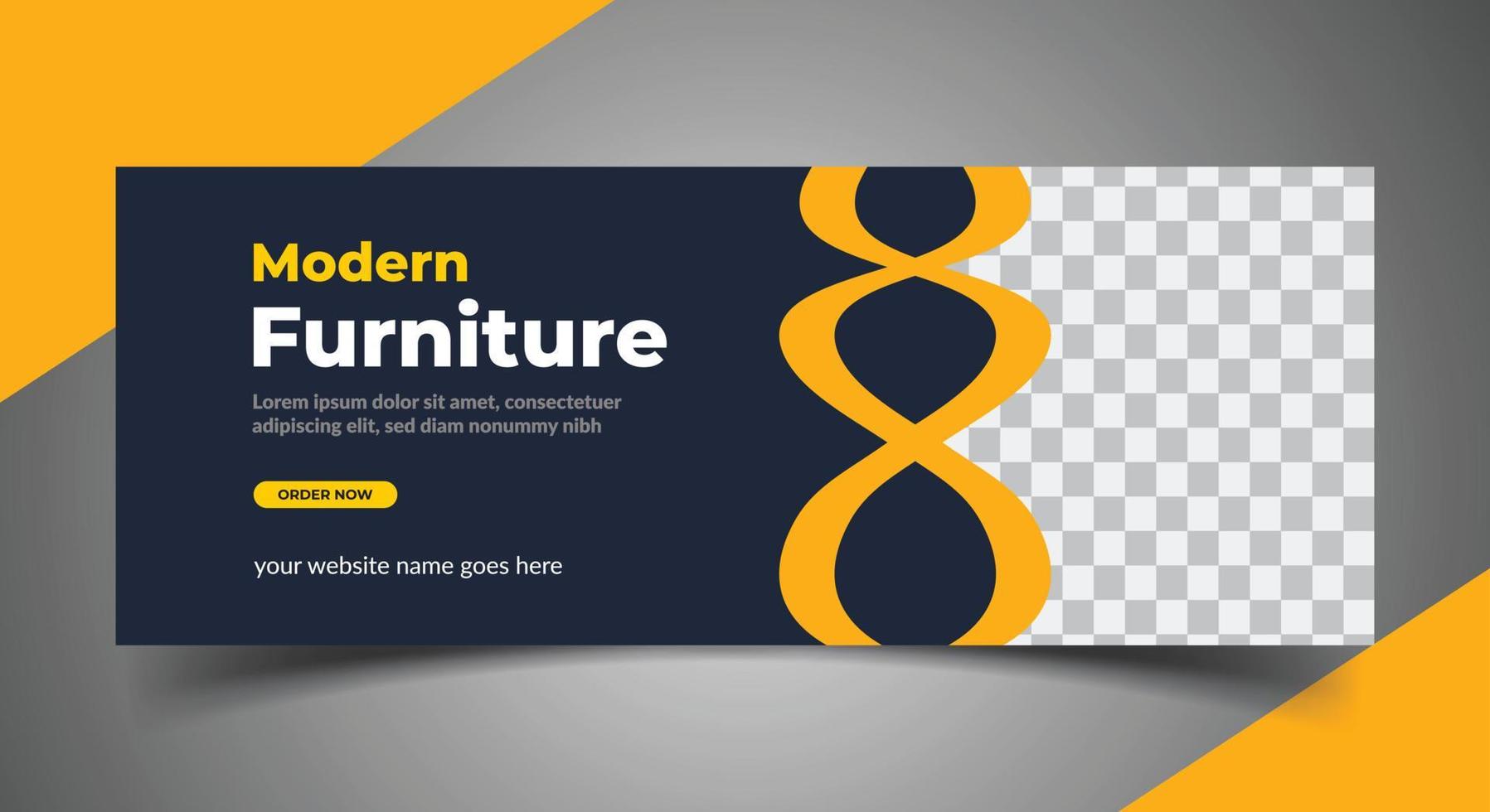 modern furniture Facebook cover page template vector