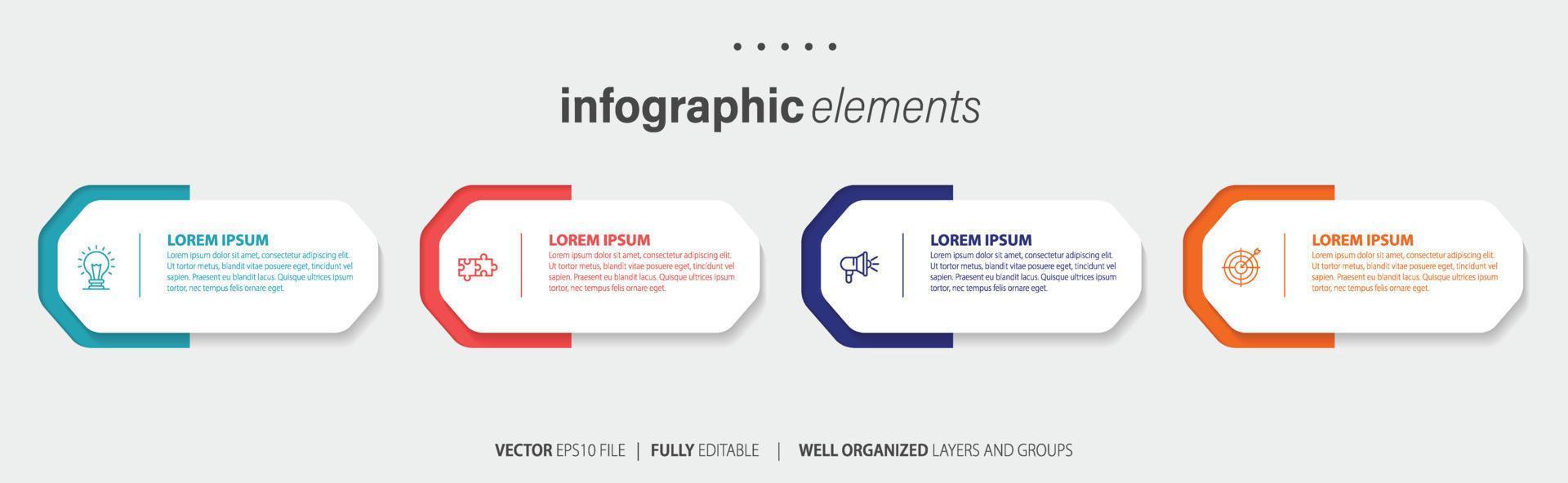Vector infographic flat template circles for four label, diagram, graph, presentation. Business concept with 4 options. For content, flowchart, steps, timeline, workflow, marketing. EPS10