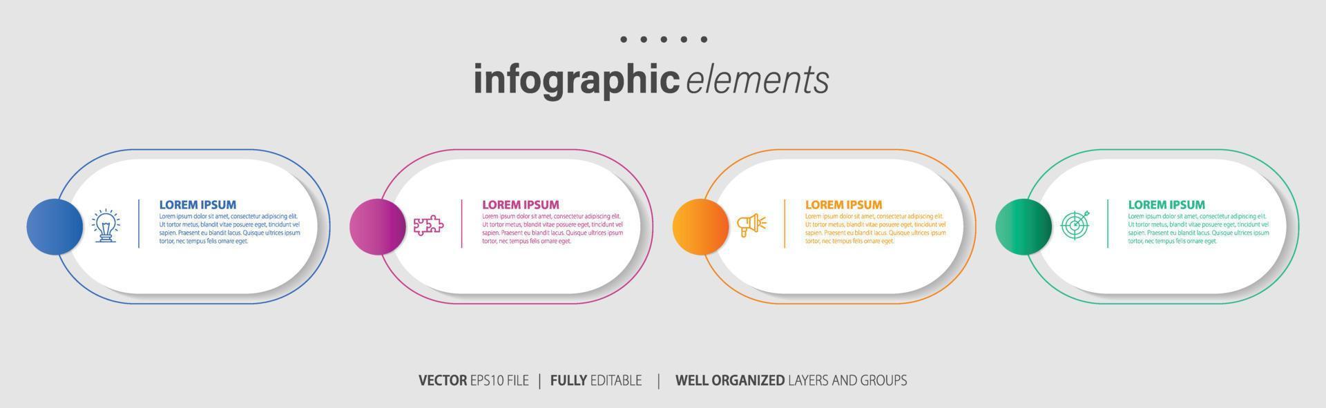 moderno infografía modelo con 4 4 pasos. negocio circulo modelo con opciones para folleto, diagrama, flujo de trabajo, línea de tiempo, web diseño. vector eps 10