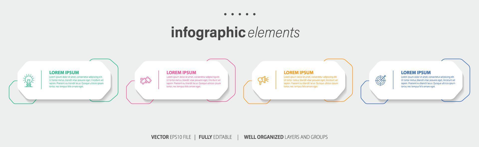 Vector infographic flat template circles for four label, diagram, graph, presentation. Business concept with 4 options. For content, flowchart, steps, timeline, workflow, marketing. EPS10