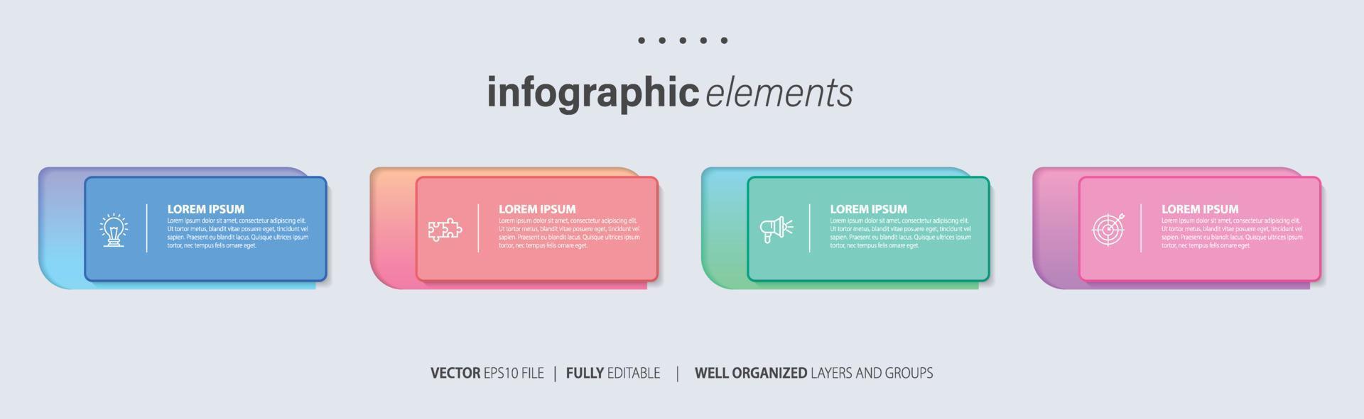 Plantilla de infografía empresarial de presentación con 4 opciones. ilustración vectorial. vector