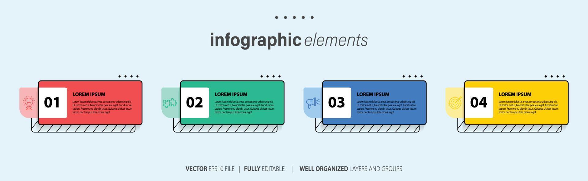 Business Infographic template design with numbers 4 options or steps. vector