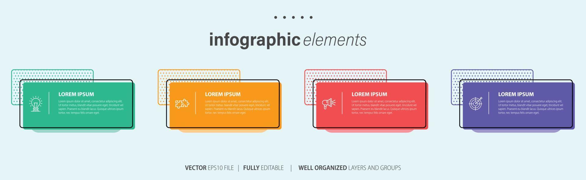 Business Infographic template design with numbers 4 options or steps. vector