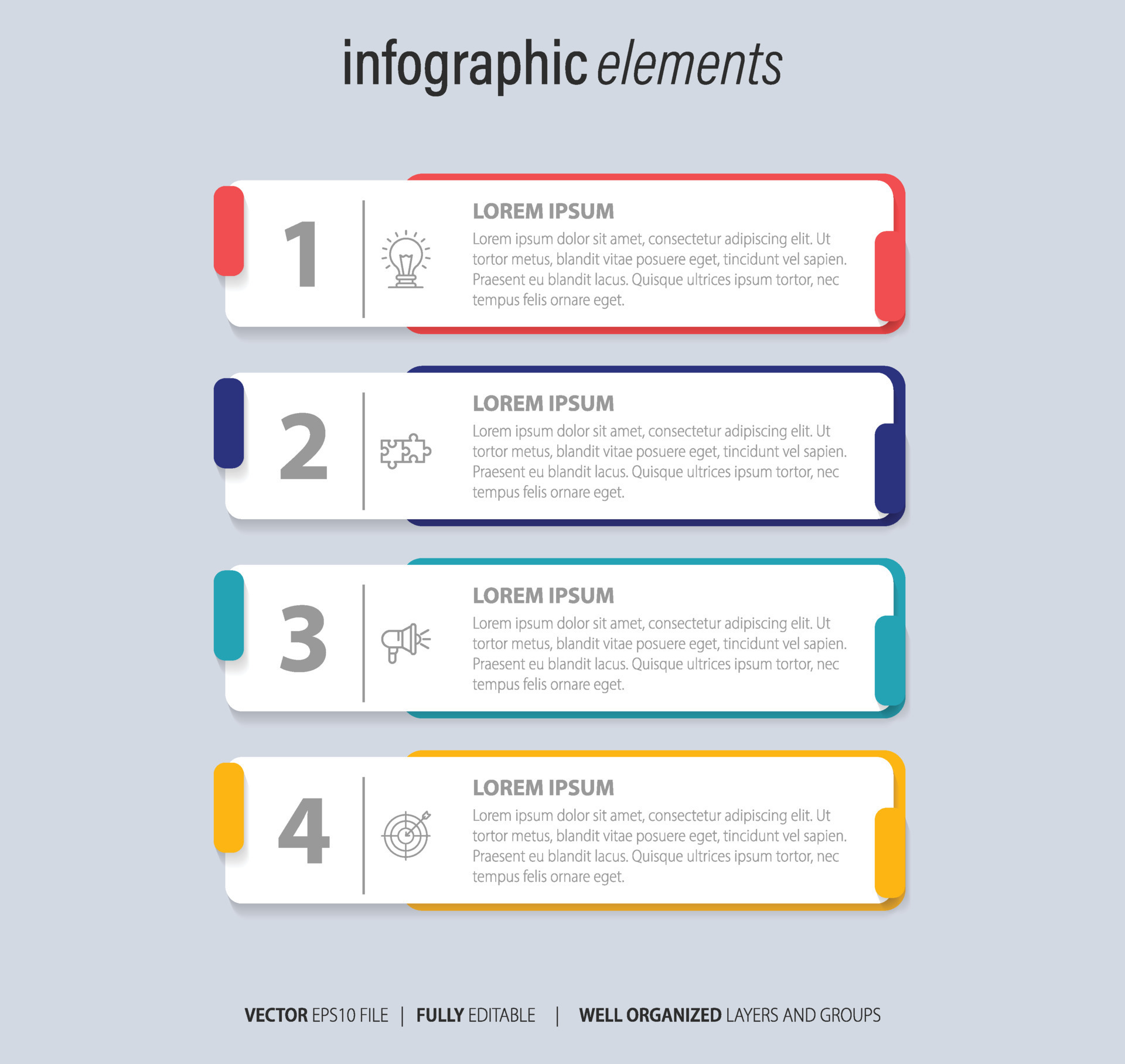 Four numbered rectangular frames placed in horizontal row. Concept of 4