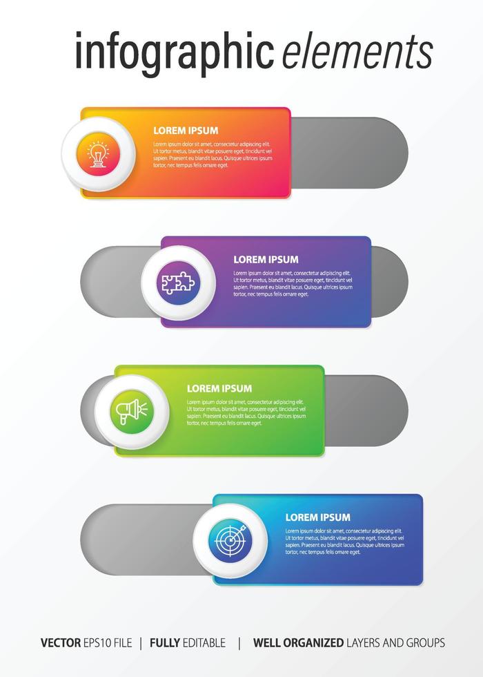 Infographics design vector and marketing icons can be used for workflow layout, diagram, annual report, web design. Business concept with 4 options, steps or processes.