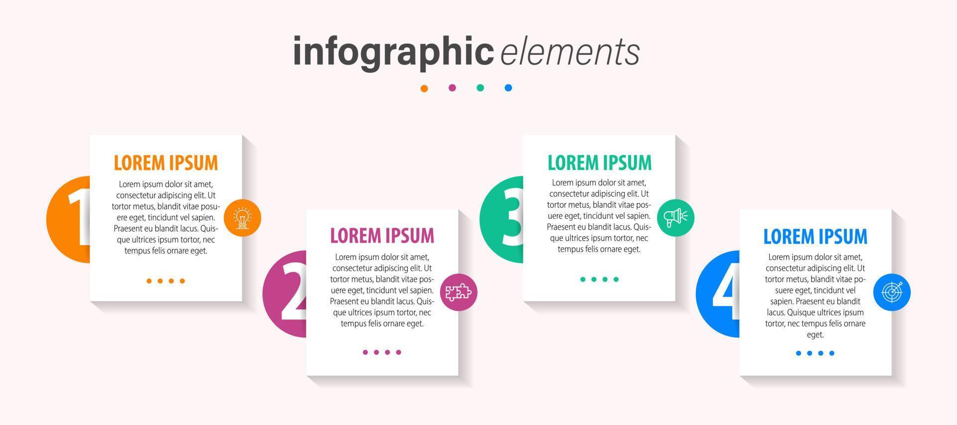 Vector Infographic label design template with icons and 4 options or steps. Can be used for process diagram, presentations, workflow layout, banner, flow chart, info graph.