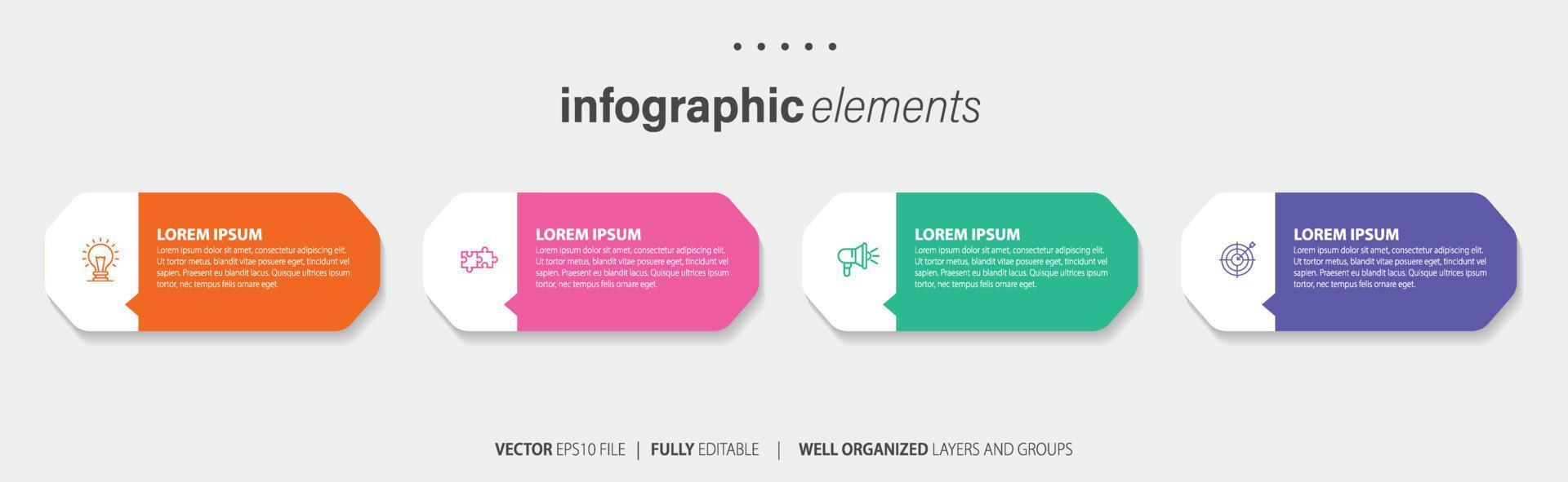 Vector infographic flat template circles for four label, diagram, graph, presentation. Business concept with 4 options. For content, flowchart, steps, timeline, workflow, marketing. EPS10