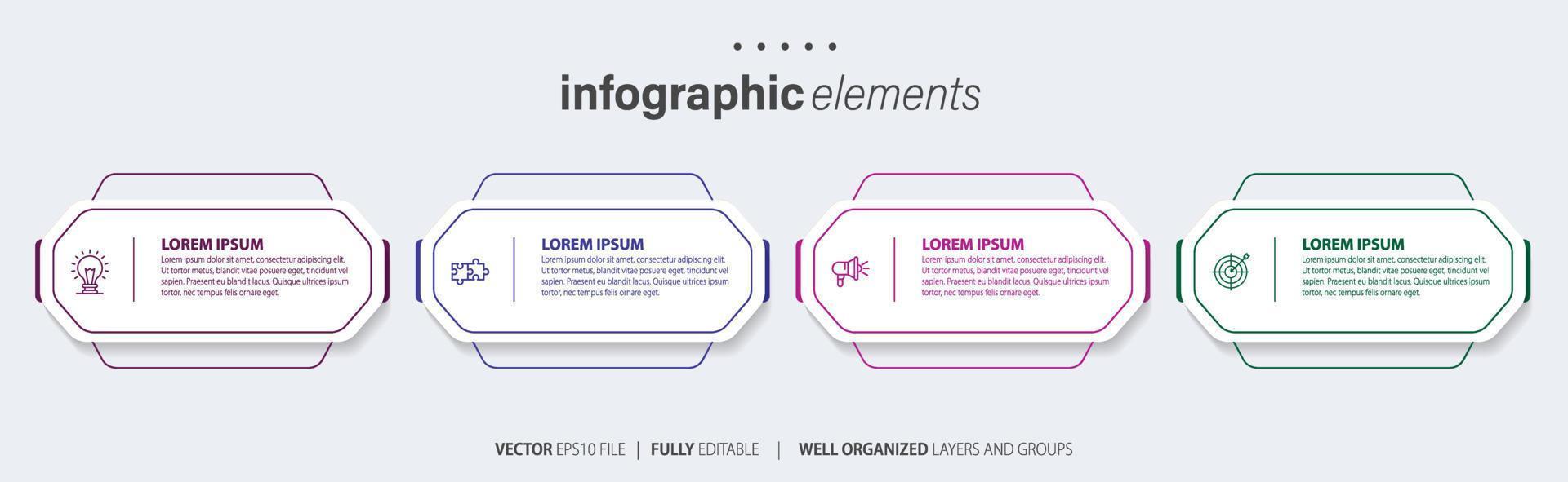 Business infographic element with 4 options, steps, number vector template design