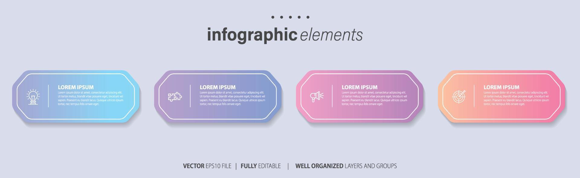 Vector infographic flat template circles for four label, diagram, graph, presentation. Business concept with 4 options. For content, flowchart, steps, timeline, workflow, marketing. EPS10
