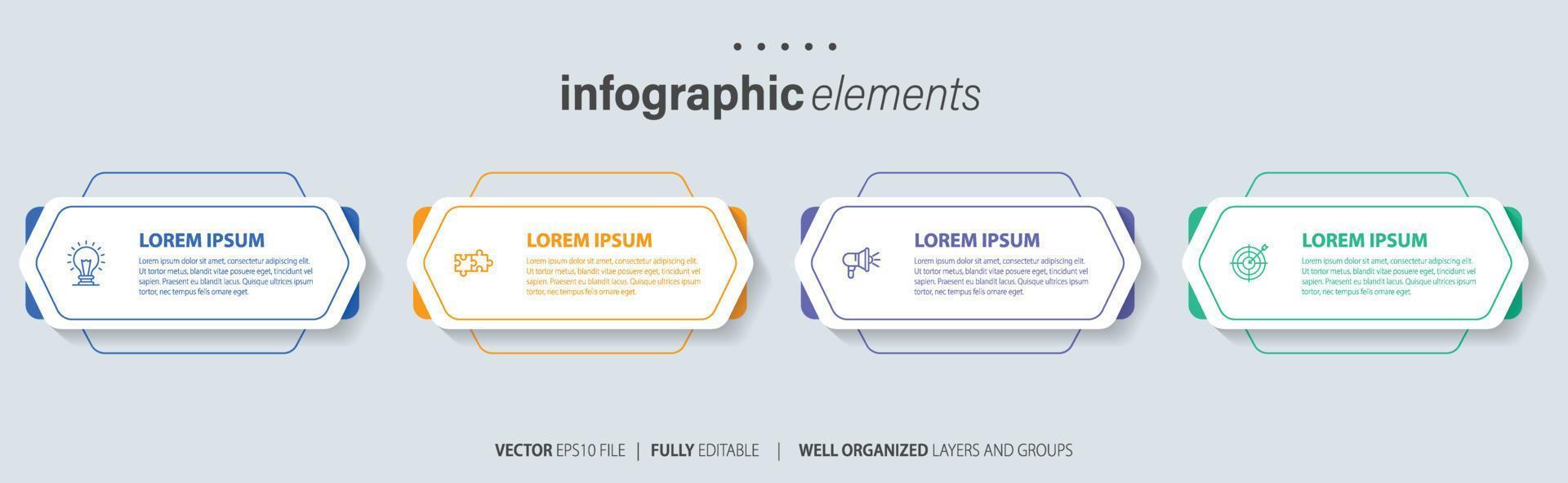 moderno infografía modelo con 4 4 pasos. negocio circulo modelo con opciones para folleto, diagrama, flujo de trabajo, línea de tiempo, web diseño. vector eps 10