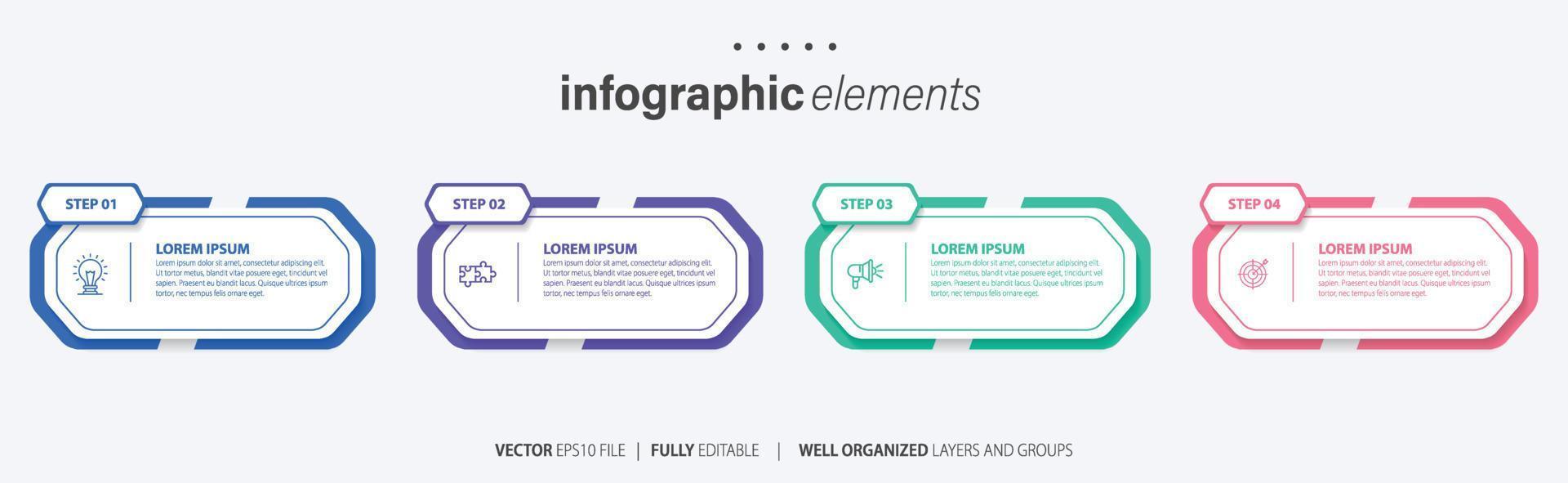 Business infographic element with 4 options, steps, number vector template design