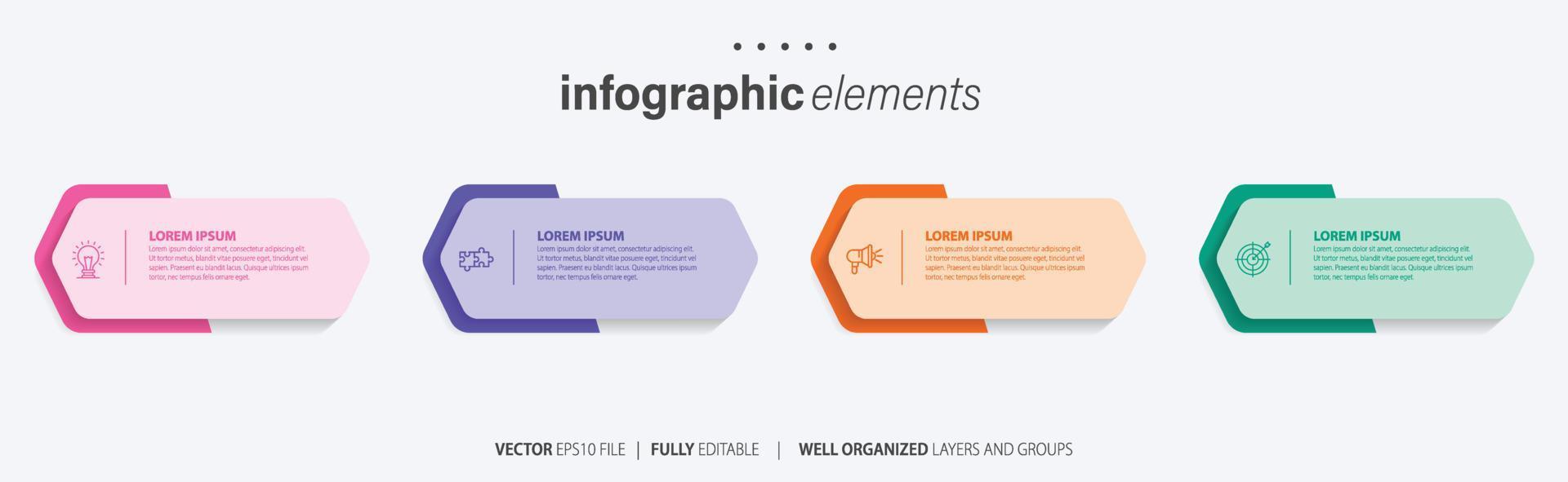 Business infographic element with 4 options, steps, number vector template design