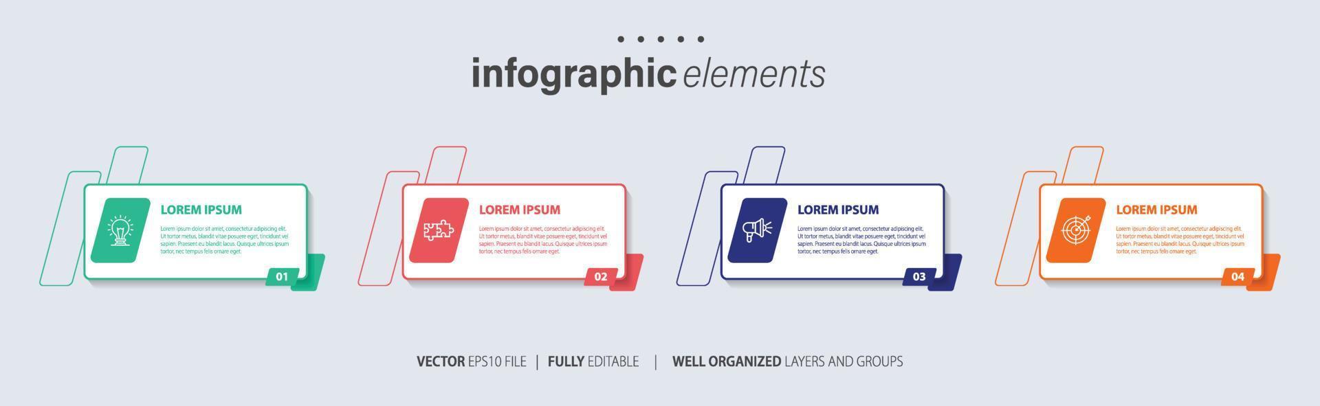 Presentation business infographic template with 4 options. Vector illustration.