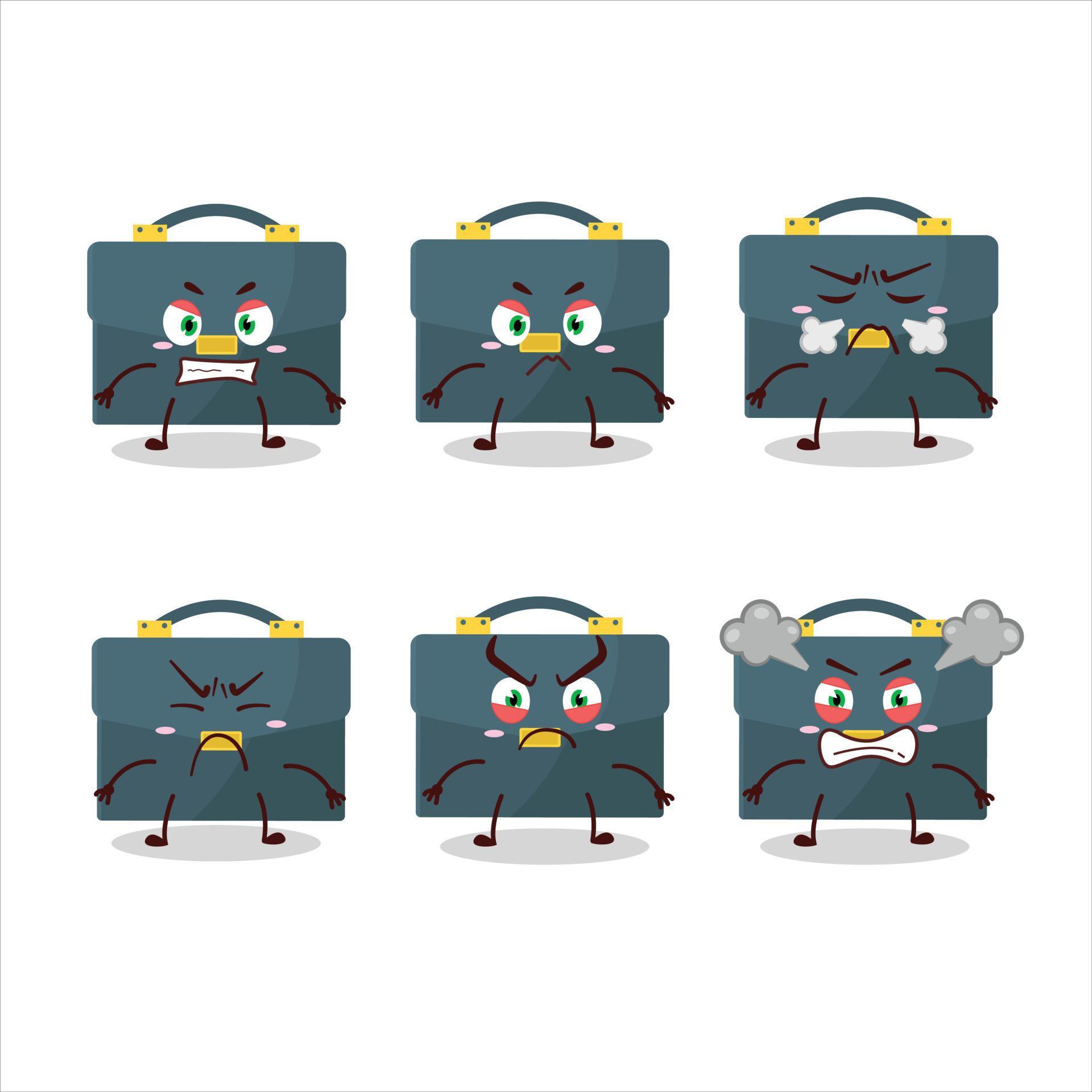 Briefcase cartoon character with various angry expressions 22605011