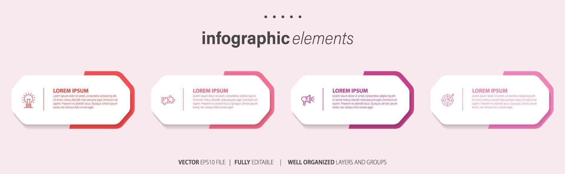 Business Infographic template design with numbers 4 options or steps. vector