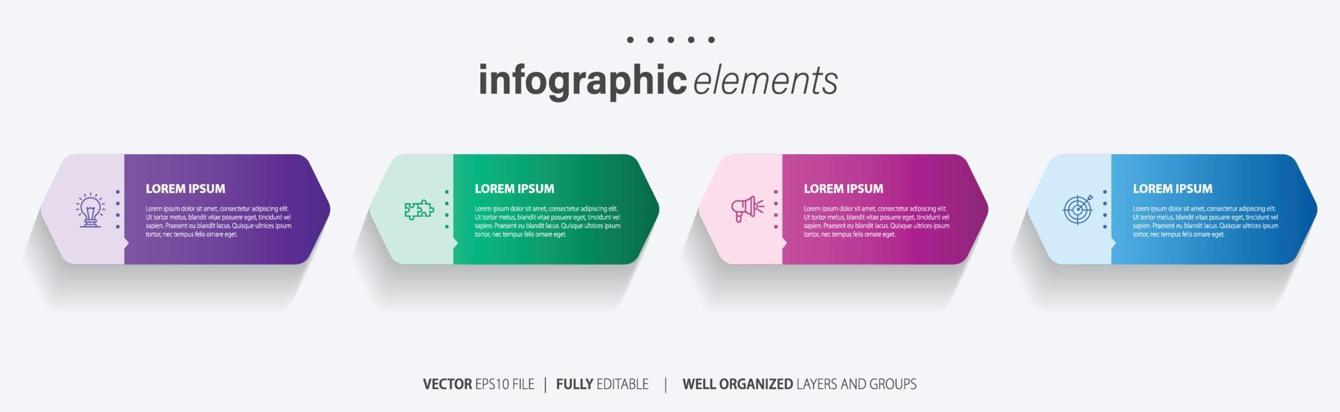 Business infographic element with 4 options, steps, number vector template design