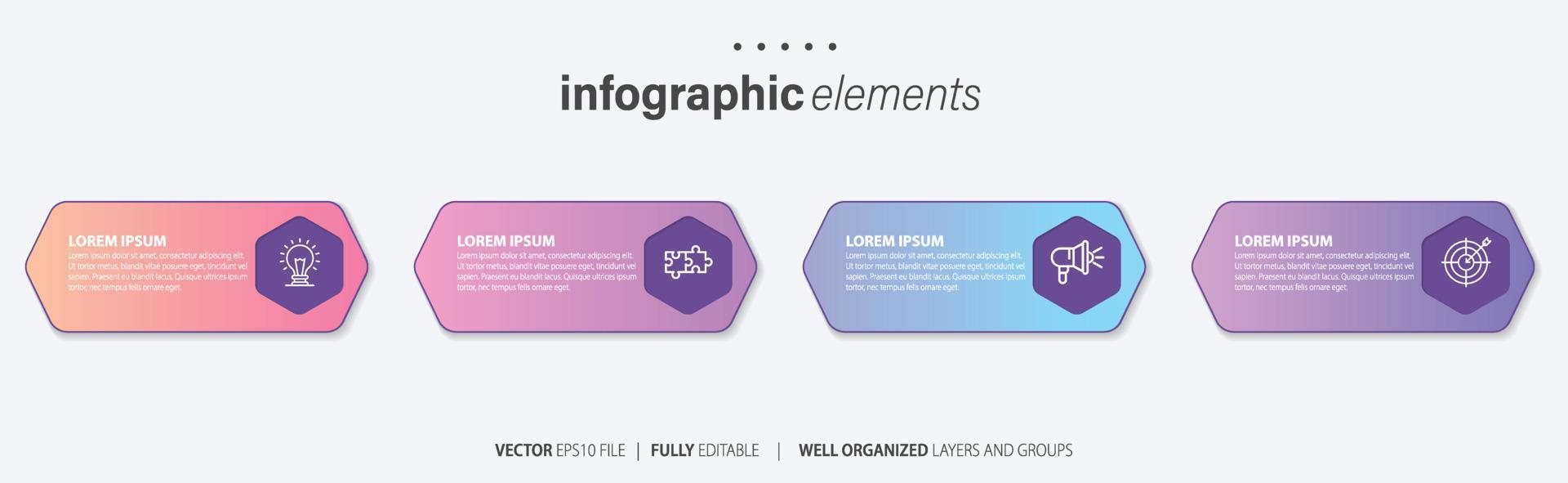 negocio infografía elemento con 4 4 opciones, pasos, número vector modelo diseño