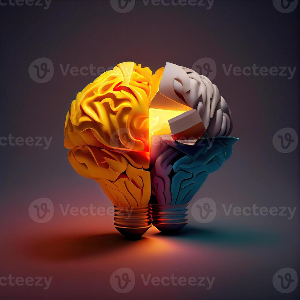 new idea concept with crumpled office paper and light bulb. Inspiration concept crumpled paper light bulb metaphor for choosing the best idea. . photo