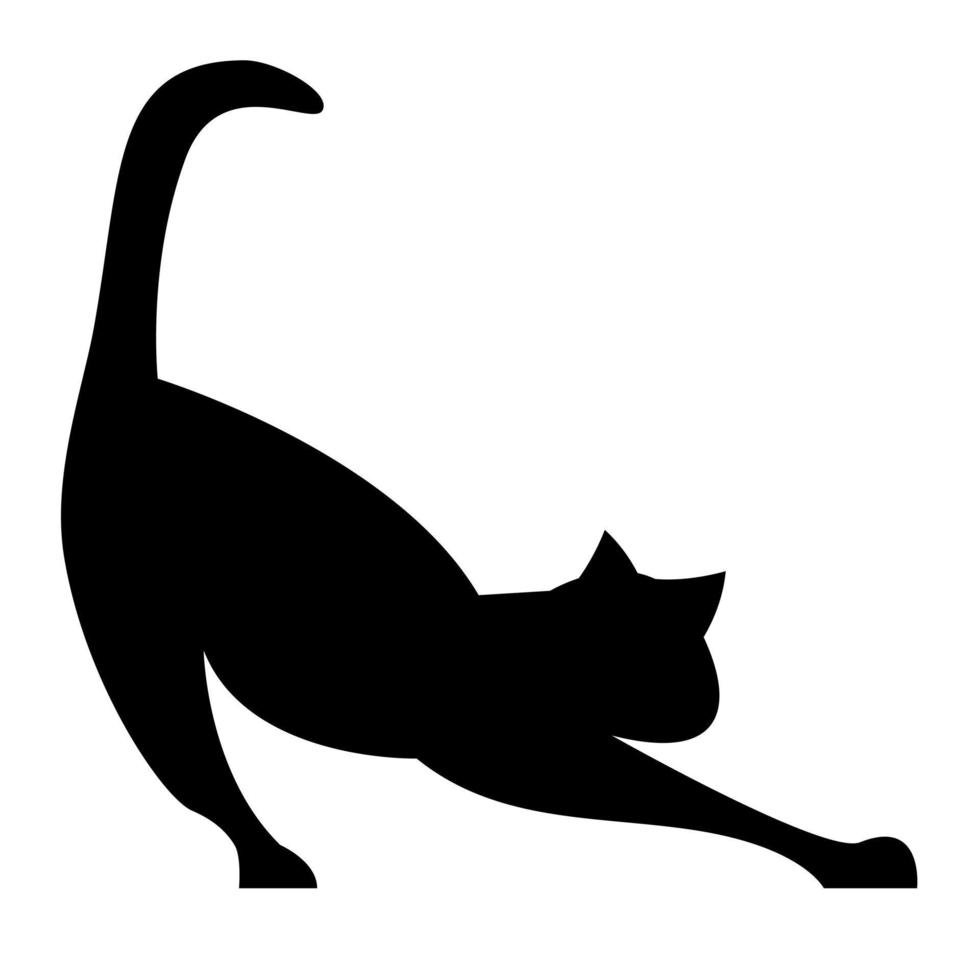 gato silueta ilustración en plano estilo vector