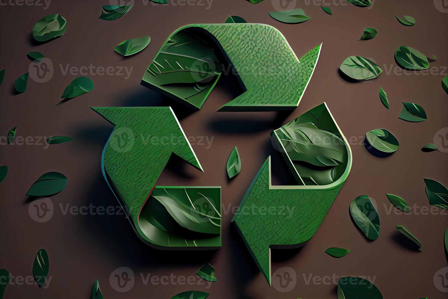 illustration of Green arrows recycle eco symbol. Cycle recycled icon. Recycled materials symbol. Eco concept with recycling symbol. photo