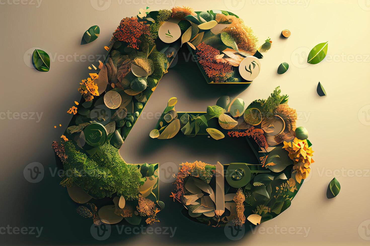 illustration of Green arrows recycle eco symbol. Cycle recycled icon. Recycled materials symbol. Eco concept with recycling symbol. photo