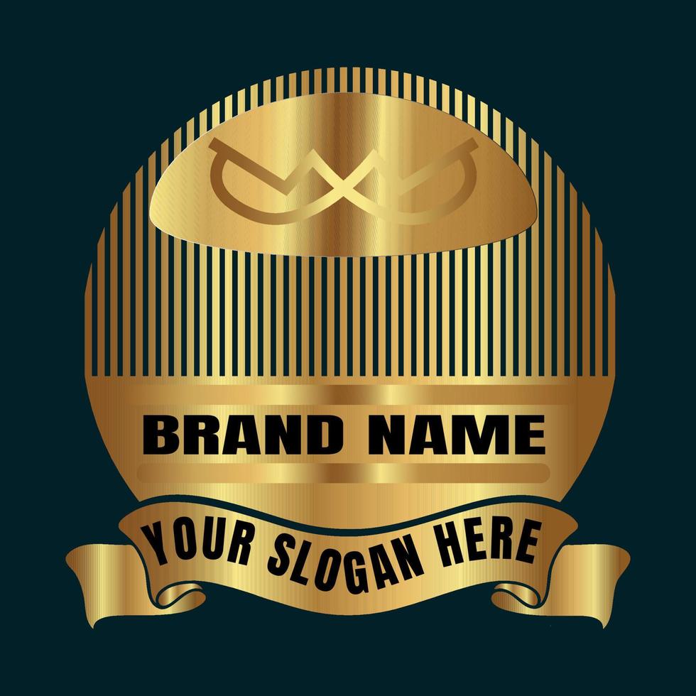 Vintage premium gold badge logo design vector template isolated on black background