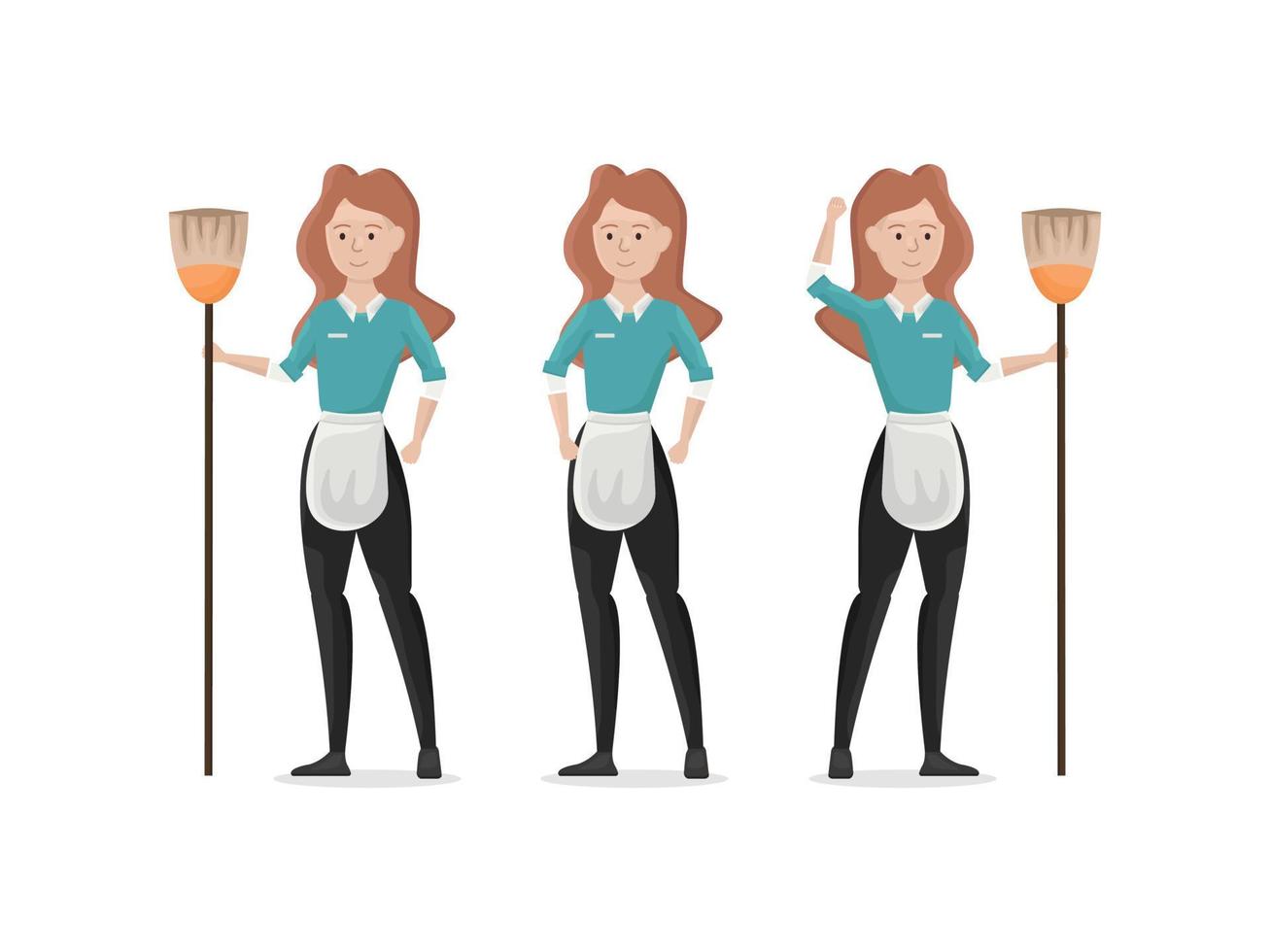 labour day housekeeping servant cartoon freedom character illustration clean home routine work art vector