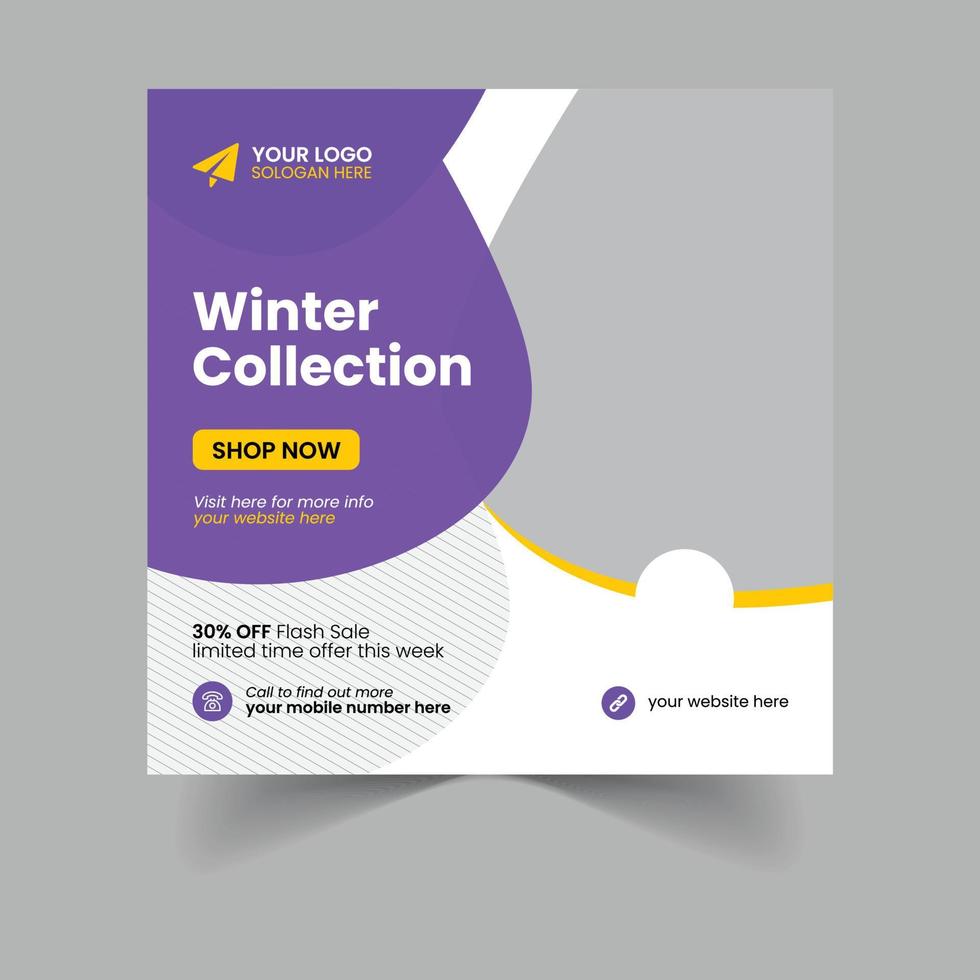 winter collection social media post design vector