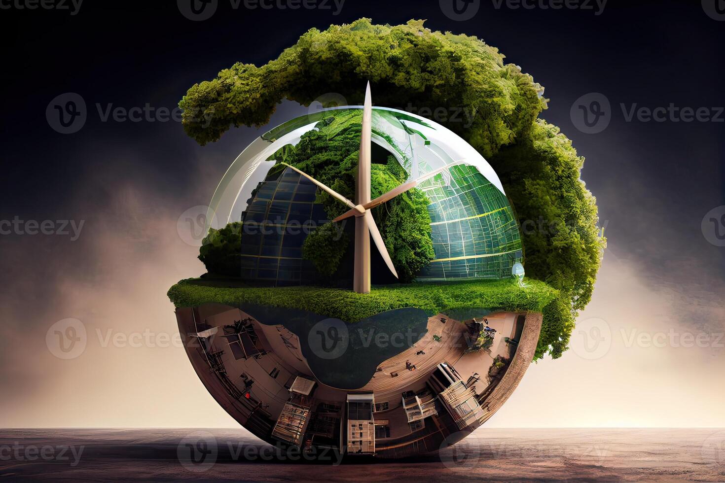 Innovative green technologies, smart systems and recycling for environmental sustainability. photo