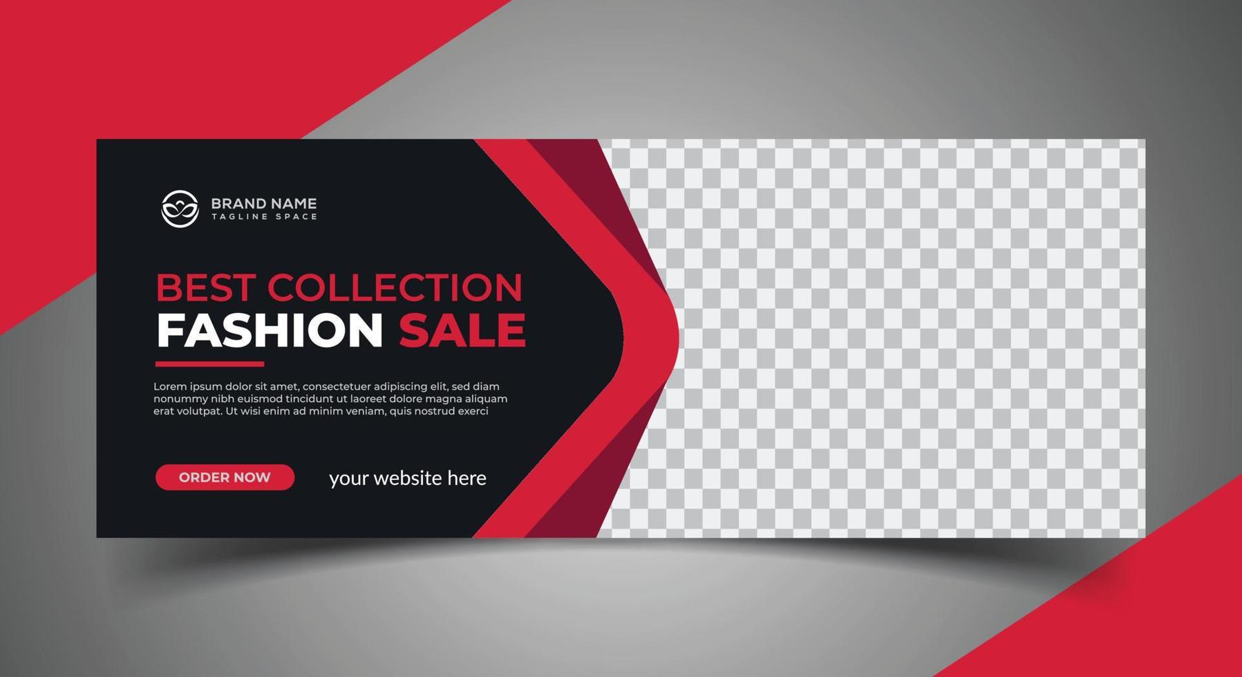 fashion sale Facebook cover banner and social media post design vector