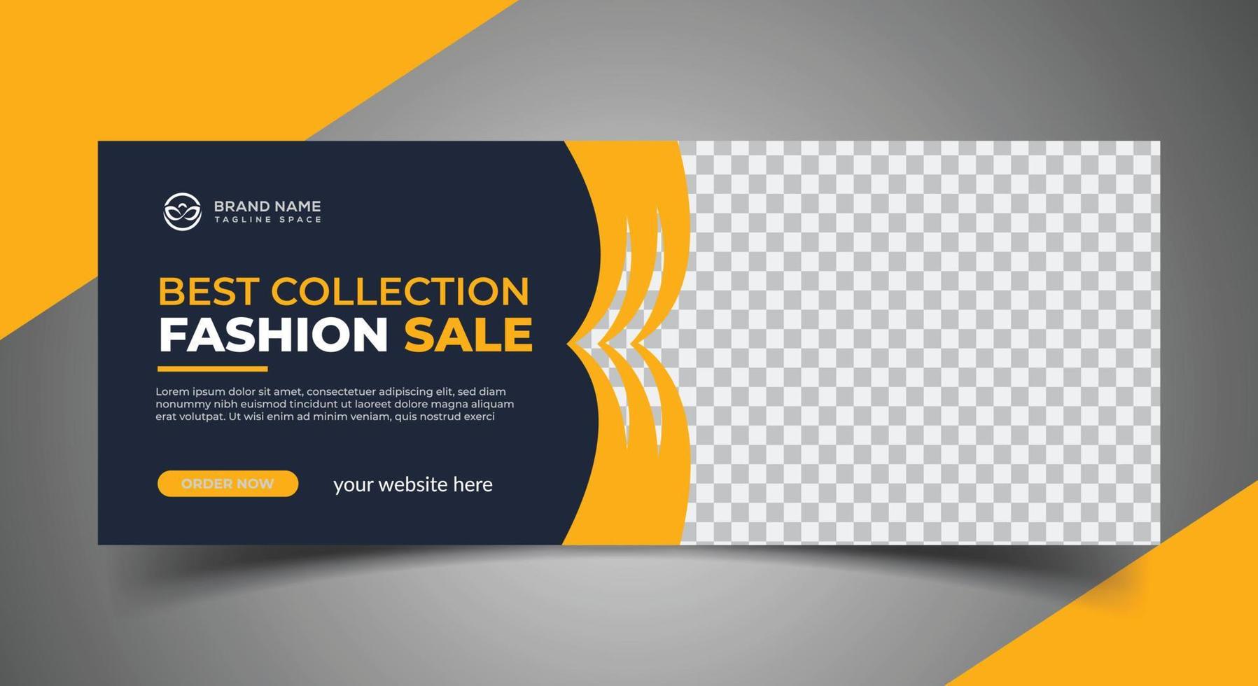 fashion sale Facebook cover banner and social media post design vector